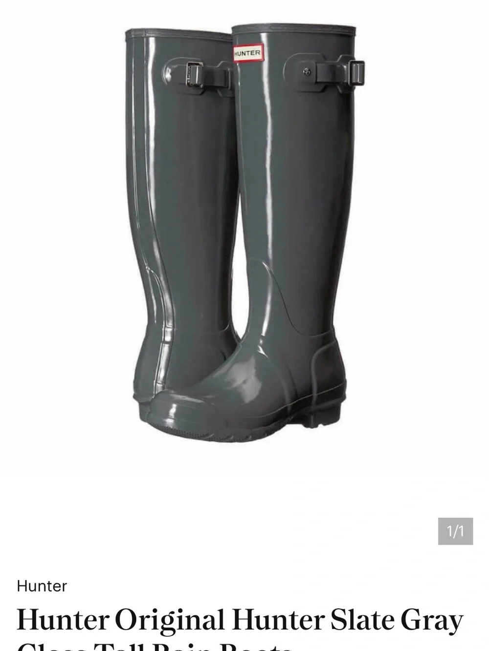 Hunter Tall Gloss Rain Boots in Slate Gray